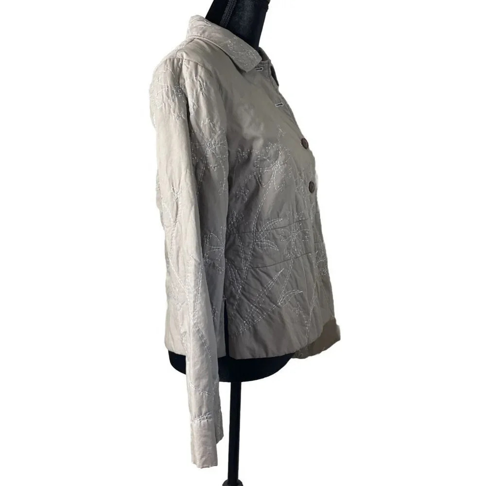 Sigrid Olsen Tan Quilted Size Medium Lined Blue E… - image 3